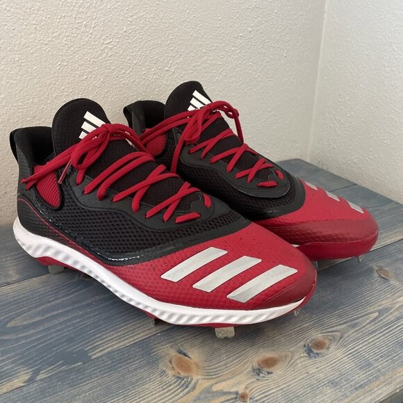 Adidas Icon V Metal Baseball Cleats Black Red - Men’s Size 14 (Z5) - Picture 1 of 6